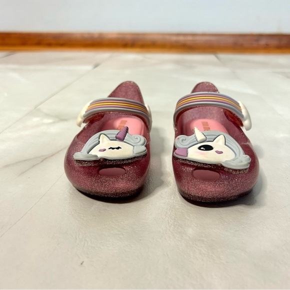 Mini Melissa Pink Glitter Unicorn Shoes Girls Size 5 Sandals - Picture 3 of 9